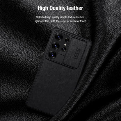 For Samsung Galaxy S25 Ultra 5G NILLKIN QIN Series Pro Sliding Camera Cover Design Leather Phone Case(Black) by NILLKIN