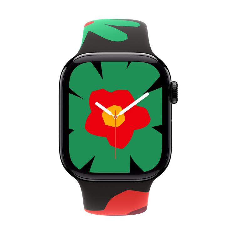 For Apple Watch 46mm / 49mm / 45mm / 44mm Sport Silicone Watch Band(Flower) by bashfashion