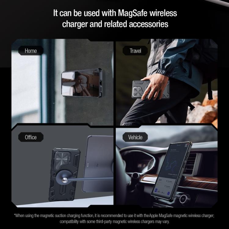 For Samsung Galaxy S25 Ultra 5G NILLKIN Black Rhino Prop MagSafe Magnetic PC Phone Case(Black) by NILLKIN