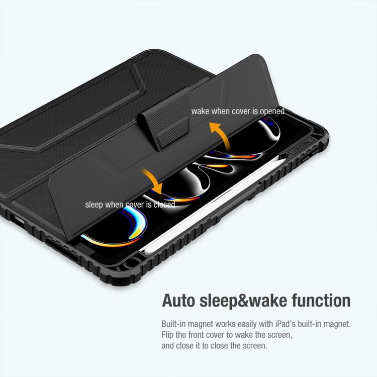 For iPad Air 11 2024 / 2025 NILLKIN Bumper Pro Folding Style Tablet Leather Case(Grey) by NILLKIN