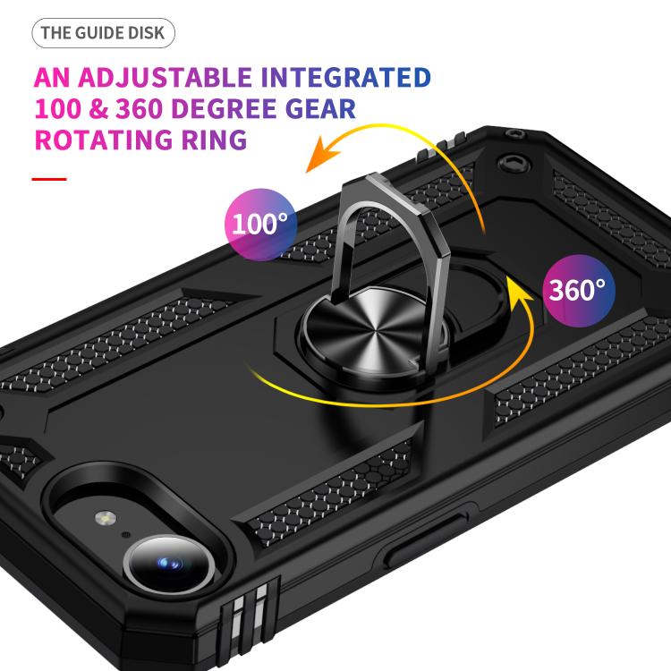 For iPhone 16e Shockproof TPU Hybrid PC Phone Case with Holder(Black) by bashfashion