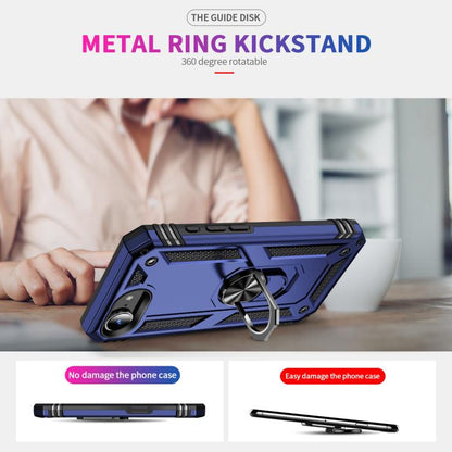 For iPhone 16e Shockproof TPU Hybrid PC Phone Case with Holder(Blue) by bashfashion