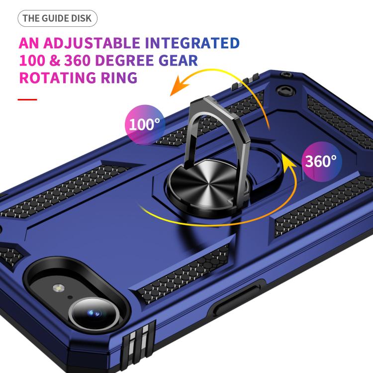 For iPhone 16e Shockproof TPU Hybrid PC Phone Case with Holder(Blue) by bashfashion