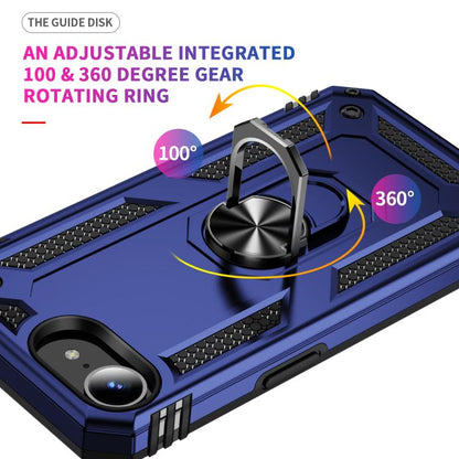 For iPhone 16e Shockproof TPU Hybrid PC Phone Case with Holder(Blue) by bashfashion