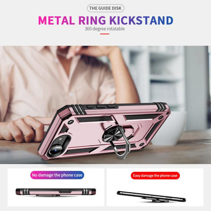 For iPhone 16e Shockproof TPU Hybrid PC Phone Case with Holder(Rose Gold) by bashfashion