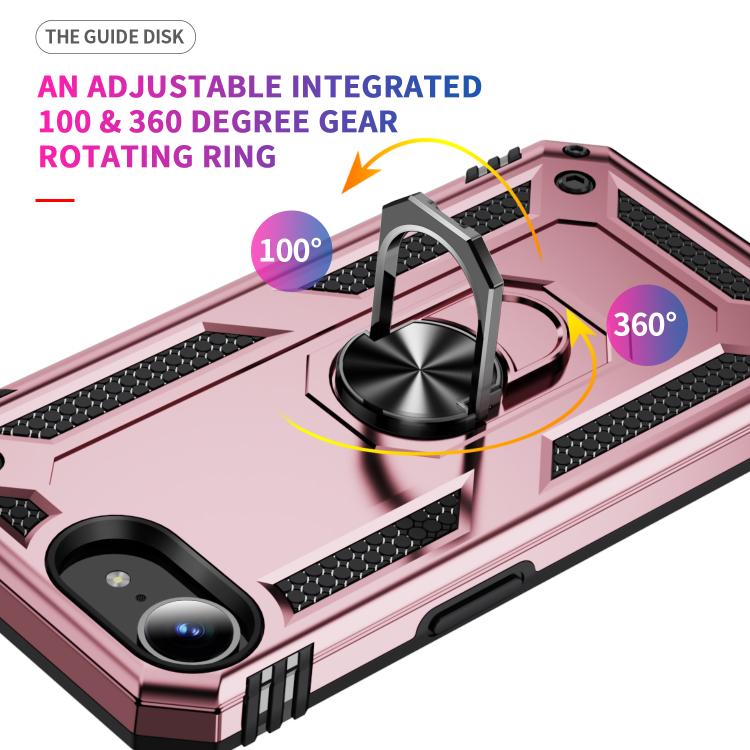 For iPhone 16e Shockproof TPU Hybrid PC Phone Case with Holder(Rose Gold) by bashfashion
