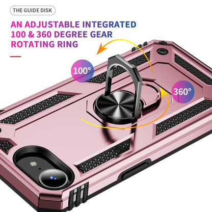 For iPhone 16e Shockproof TPU Hybrid PC Phone Case with Holder(Rose Gold) by bashfashion