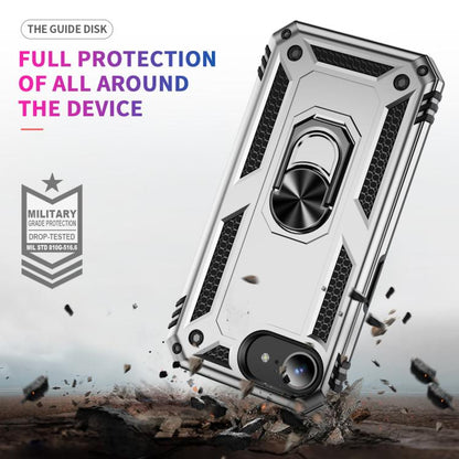For iPhone 16e Shockproof TPU Hybrid PC Phone Case with Holder(Silver) by bashfashion