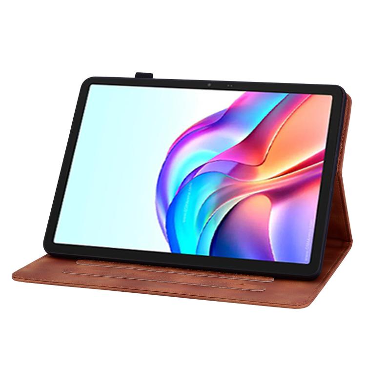 For Tecno Megapad 11 Lily Embossed Leather Tablet Case(Brown) by bashfashion