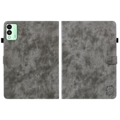 For Tecno Megapad 11 Tiger Pattern Flip Leather Tablet Case(Grey) by bashfashion