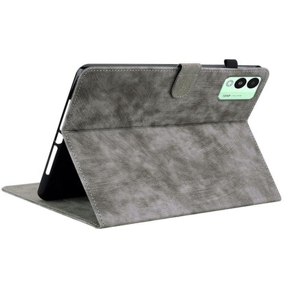 For Tecno Megapad 11 Tiger Pattern Flip Leather Tablet Case(Grey) by bashfashion
