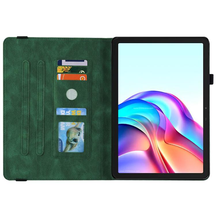 For Tecno Megapad 11 Butterfly Flower Embossed Leather Tablet Case(Green) by bashfashion