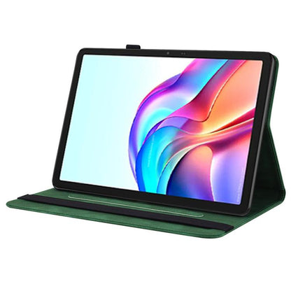 For Tecno Megapad 11 Butterfly Flower Embossed Leather Tablet Case(Green) by bashfashion