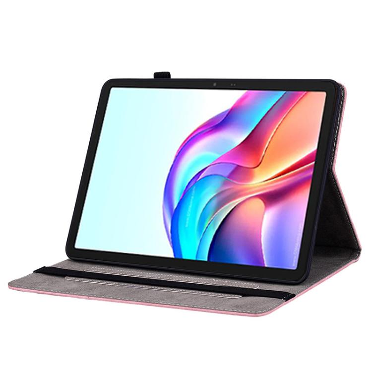 For Tecno Megapad 11 Butterfly Rose Embossed Leather Tablet Case(Pink) by bashfashion