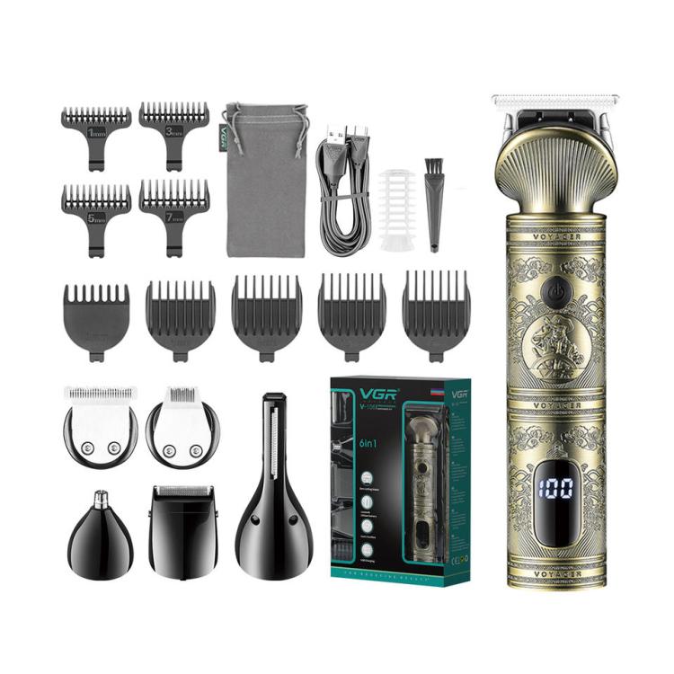VGR V-106 6-in-1 Digital Display Electric Hair Clipper Kit(Gold) by VGR