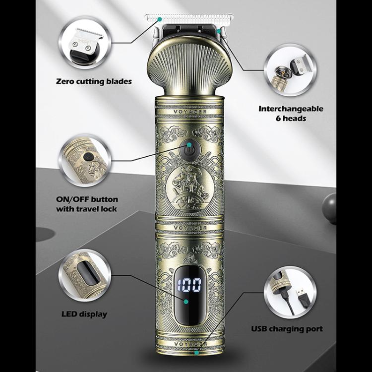 VGR V-106 6-in-1 Digital Display Electric Hair Clipper Kit(Gold) by VGR