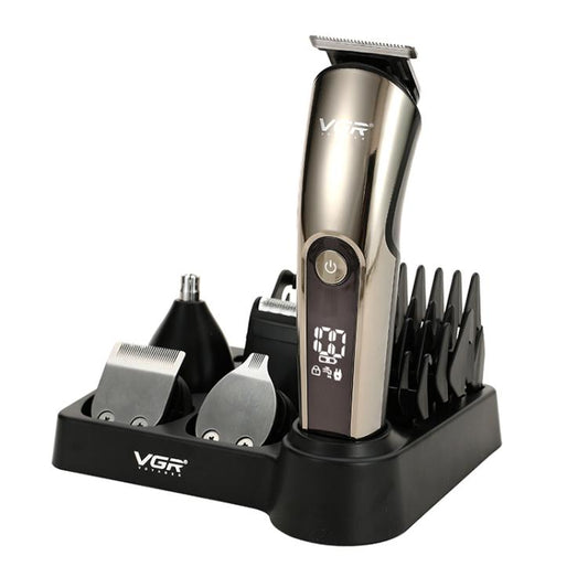VGR V-107 11-in-1 IPX6 Digital Display Electric Hair Clipper Kit(Gold) by VGR