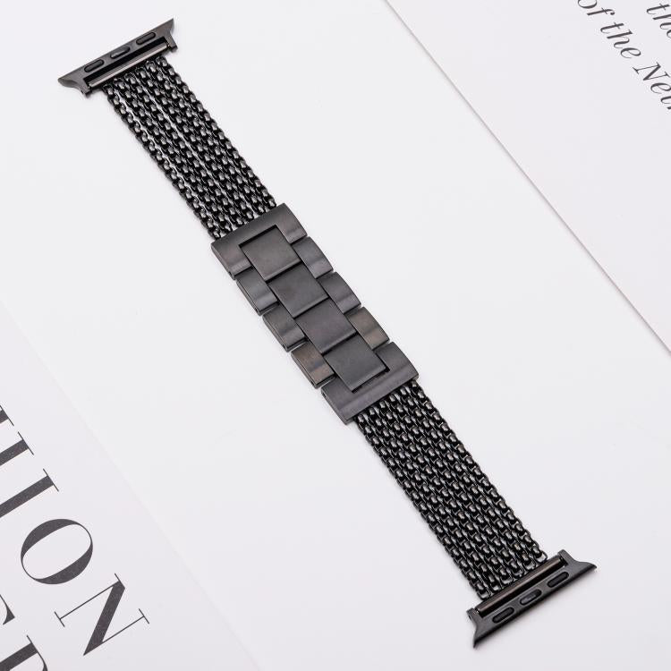 For Apple Watch 46mm / 49mm / 45mm / 44mm 6-Chain Stainless Steel Watch Band(Black) by bashfashion