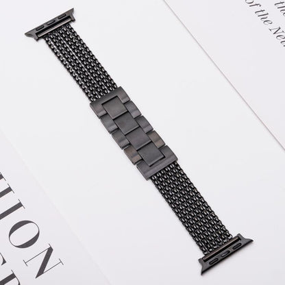 For Apple Watch 46mm / 49mm / 45mm / 44mm 6-Chain Stainless Steel Watch Band(Black) by bashfashion