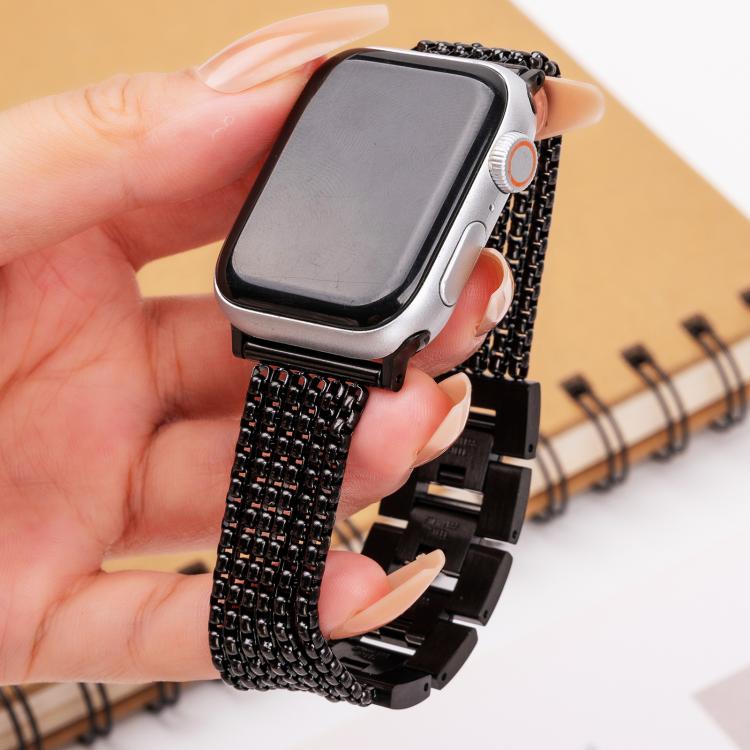 For Apple Watch 46mm / 49mm / 45mm / 44mm 6-Chain Stainless Steel Watch Band(Black) by bashfashion
