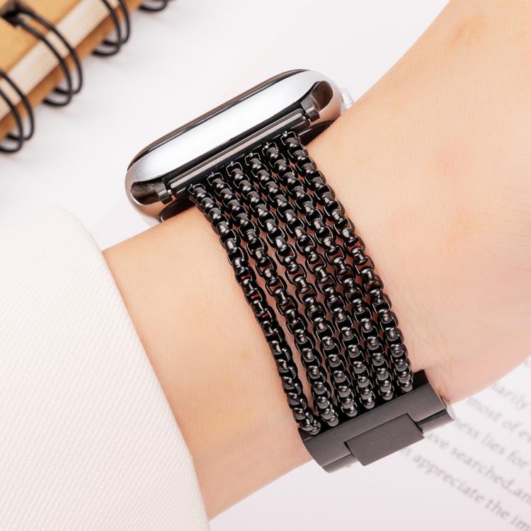 For Apple Watch 46mm / 49mm / 45mm / 44mm 6-Chain Stainless Steel Watch Band(Black) by bashfashion
