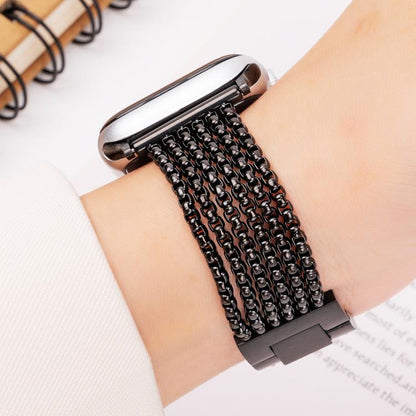 For Apple Watch 46mm / 49mm / 45mm / 44mm 6-Chain Stainless Steel Watch Band(Black) by bashfashion