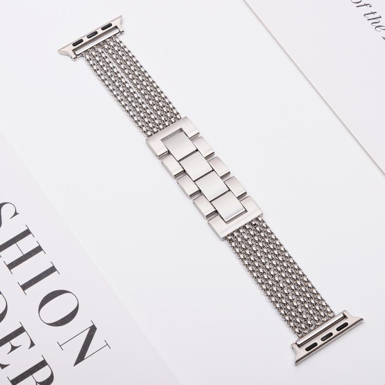 For Apple Watch 46mm / 49mm / 45mm / 44mm 6-Chain Stainless Steel Watch Band(Silver) by bashfashion