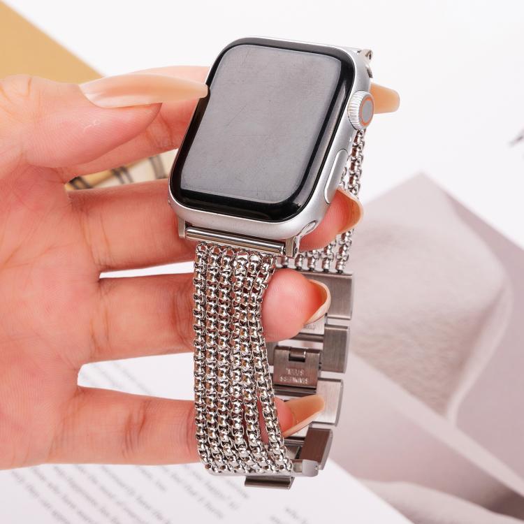 For Apple Watch 46mm / 49mm / 45mm / 44mm 6-Chain Stainless Steel Watch Band(Silver) by bashfashion