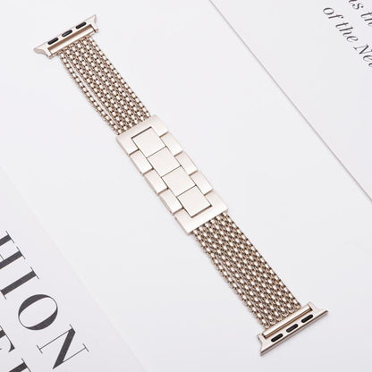 For Apple Watch 46mm / 49mm / 45mm / 44mm 6-Chain Stainless Steel Watch Band(Starlight) by bashfashion