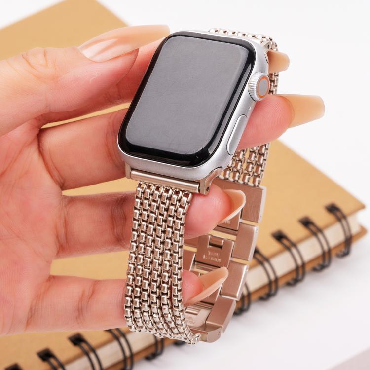 For Apple Watch 46mm / 49mm / 45mm / 44mm 6-Chain Stainless Steel Watch Band(Starlight) by bashfashion