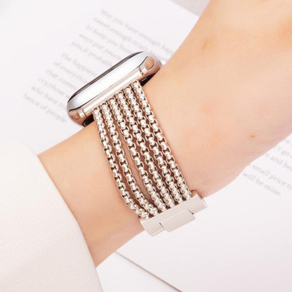 For Apple Watch 46mm / 49mm / 45mm / 44mm 6-Chain Stainless Steel Watch Band(Starlight) by bashfashion