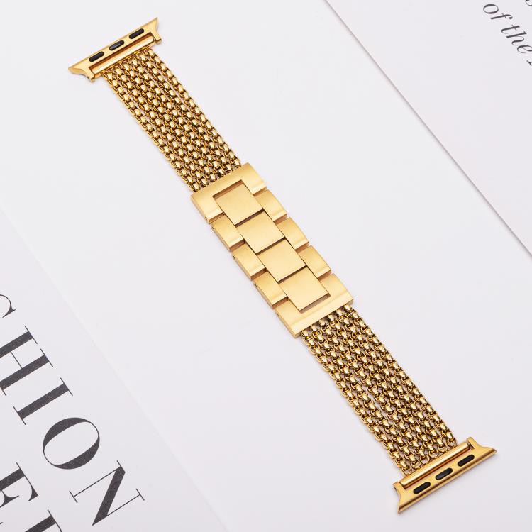 For Apple Watch 42mm / 41mm / 40mm / 38mm 6-Chain Stainless Steel Watch Band(Gold) by bashfashion