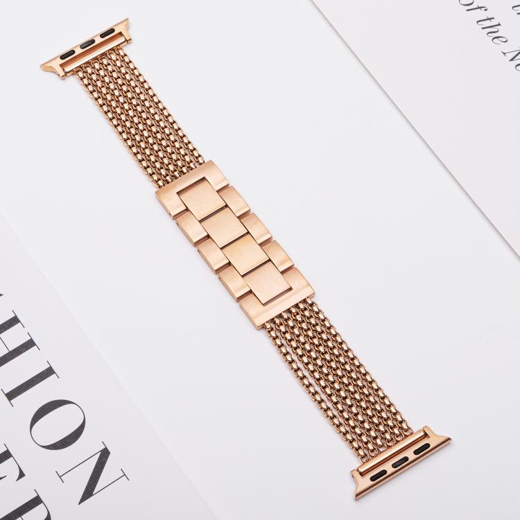 For Apple Watch 42mm / 41mm / 40mm / 38mm 6-Chain Stainless Steel Watch Band(Rose Gold) by bashfashion