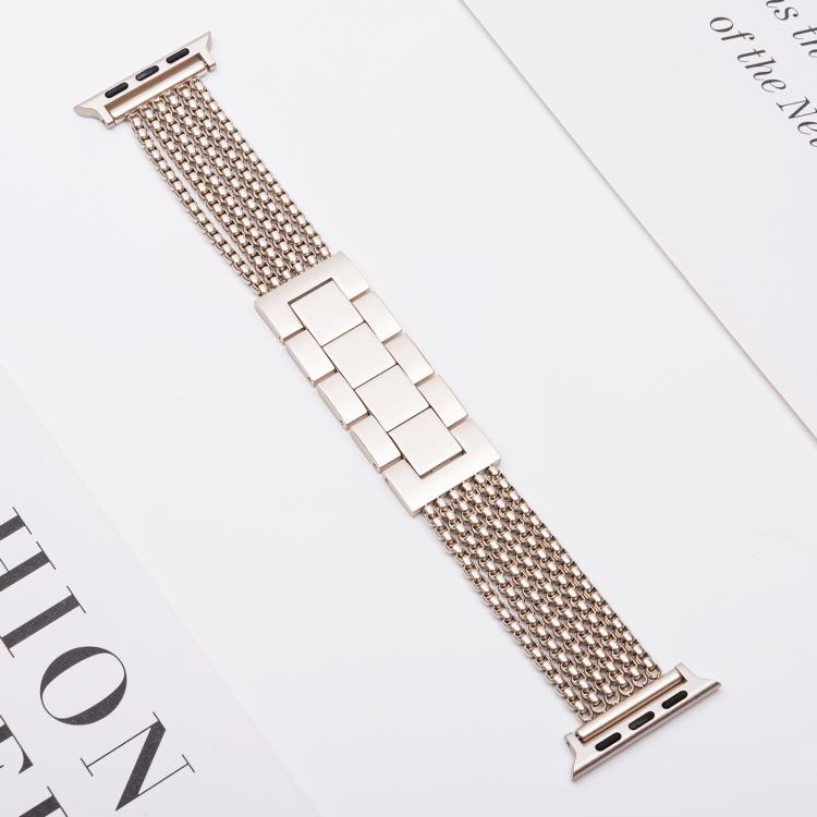 For Apple Watch 42mm / 41mm / 40mm / 38mm 6-Chain Stainless Steel Watch Band(Starlight) by bashfashion