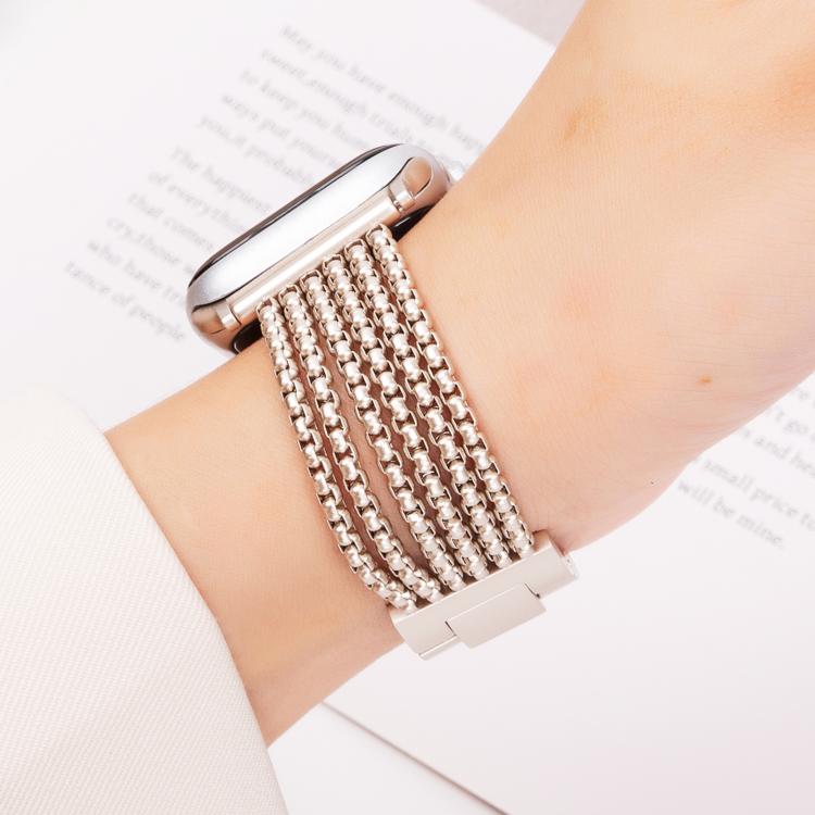 For Apple Watch 42mm / 41mm / 40mm / 38mm 6-Chain Stainless Steel Watch Band(Starlight) by bashfashion