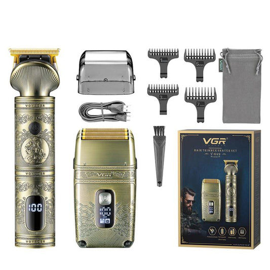 VGR V-649 USB Digital Display Electric Hair Clipper & Shaver Set(Gold) by VGR