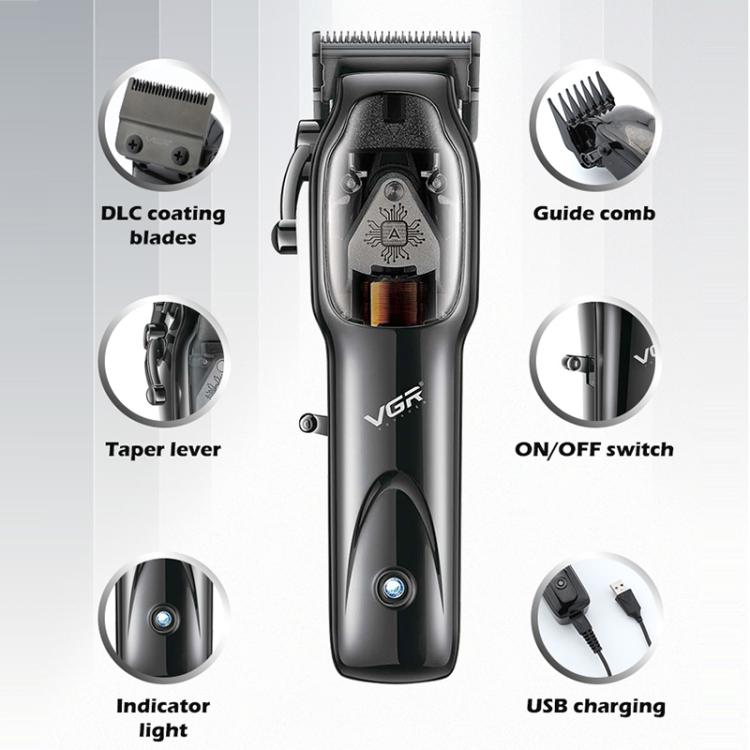 VGR V-653 Professional USB Electric Hair Clipper with Holder(Black) by VGR