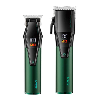 VGR V-677 LED Digital Display Electric Hair Clipper & Trimmer Set(Green) by VGR