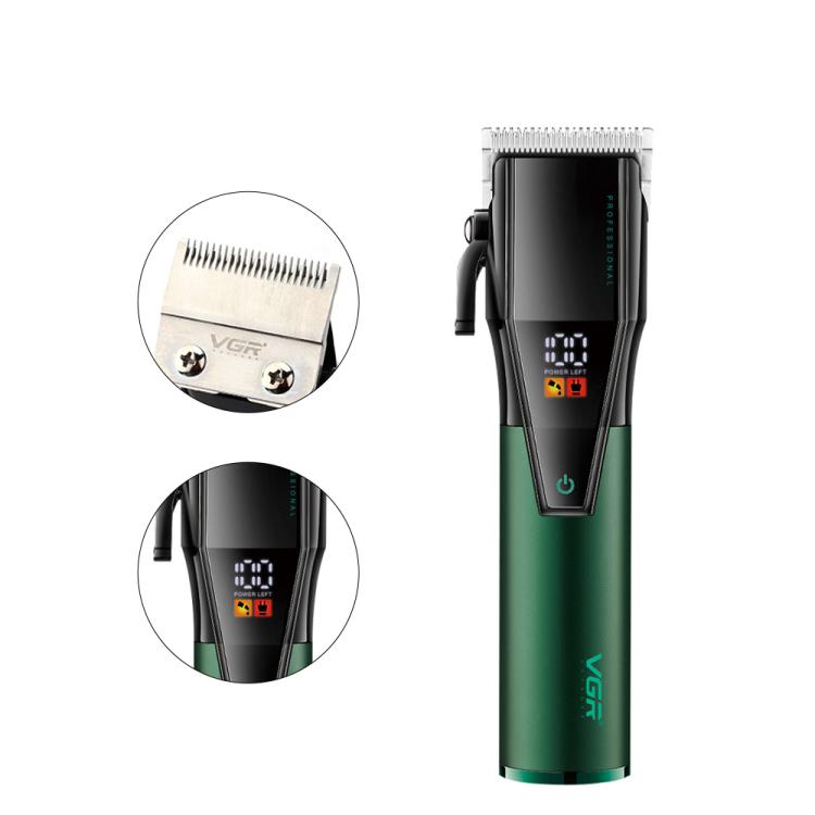 VGR V-677 LED Digital Display Electric Hair Clipper & Trimmer Set(Green) by VGR