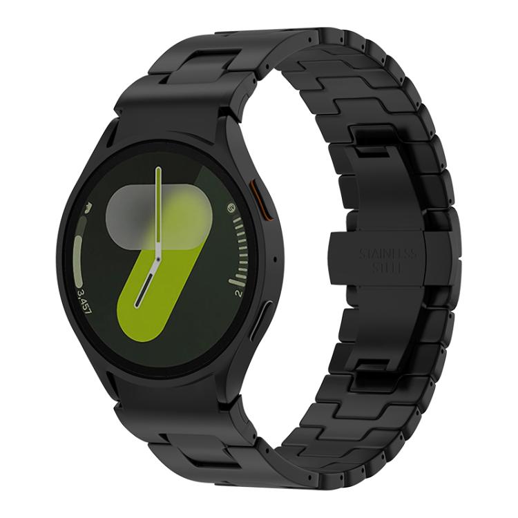 For Samsung Galaxy Watch 7 / 6 / 5 / 4 Quick Release Button H Shaped Stainless Steel Watch Band(Black) by bashfashion