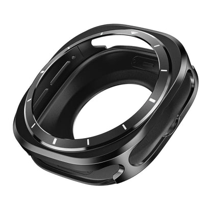 For Samsung Galaxy Watch Ultra 47mm / Ultra 2025 Aluminum Alloy Metal PC Watch Protective Cover(Black White) by bashfashion