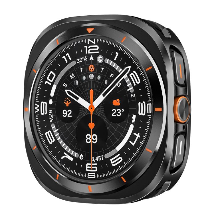 For Samsung Galaxy Watch Ultra 47mm / Ultra 2025 Aluminum Alloy Metal PC Watch Protective Cover(Black Orange) by bashfashion
