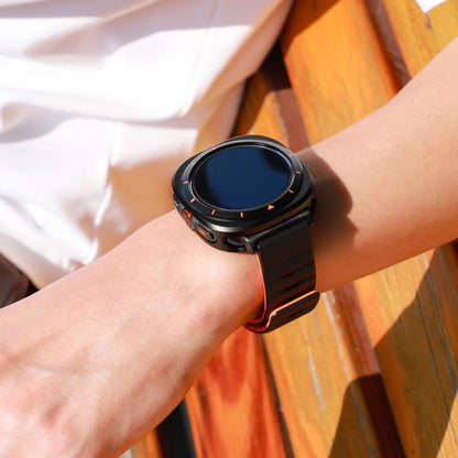 For Samsung Galaxy Watch Ultra 47mm / Ultra 2025 Aluminum Alloy Metal PC Watch Protective Cover(Black Orange) by bashfashion