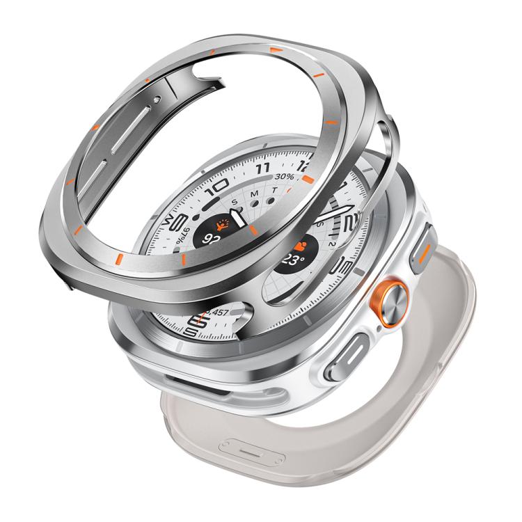 For Samsung Galaxy Watch Ultra 47mm / Ultra 2025 Aluminum Alloy Metal PC Watch Protective Cover(Grey Orange) by bashfashion