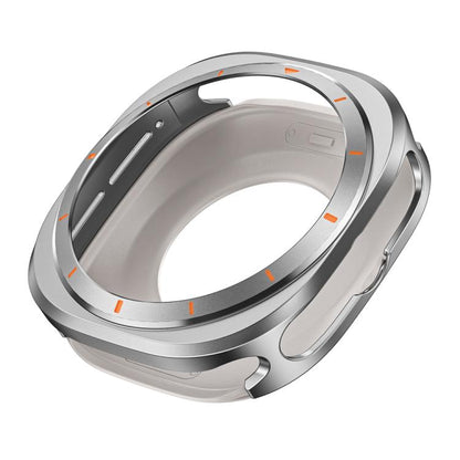 For Samsung Galaxy Watch Ultra 47mm / Ultra 2025 Aluminum Alloy Metal PC Watch Protective Cover(Grey Orange) by bashfashion