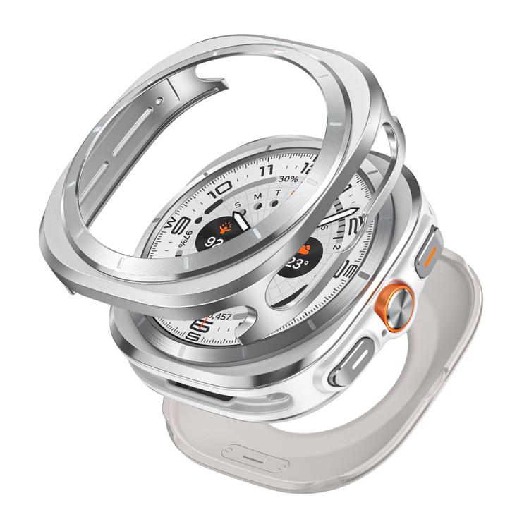 For Samsung Galaxy Watch Ultra 47mm / Ultra 2025 Aluminum Alloy Metal PC Watch Protective Cover(Silver Orange) by bashfashion