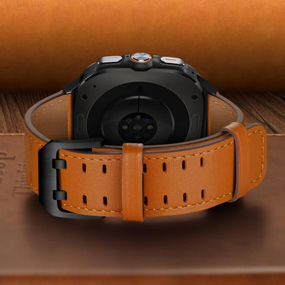 For Samsung Galaxy Watch Ultra / Ultra 2025 Double Buckle Genuine Leather Watch Band(Orange) by bashfashion