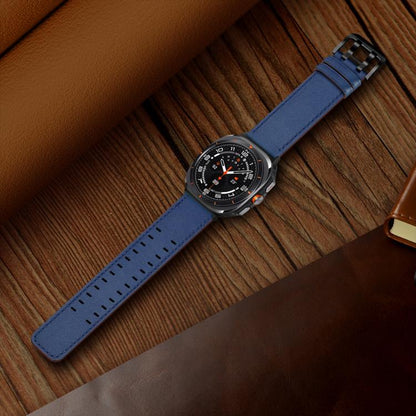 For Samsung Galaxy Watch Ultra / Ultra 2025 Double Buckle Genuine Leather Watch Band(Blue) by bashfashion