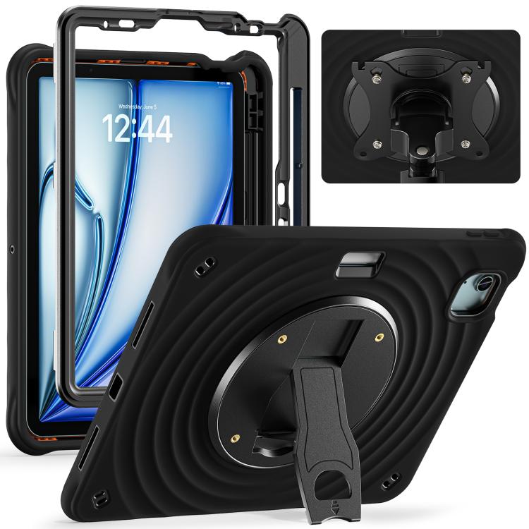 For iPad Air 11 2025 / 2024 / Pro 11 2022 Holder Silicone Hybrid PC Tablet Case(Black) by bashfashion