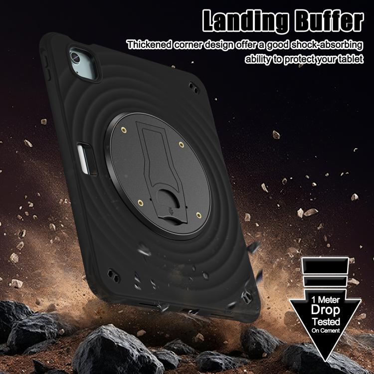 For iPad Air 11 2025 / 2024 / Pro 11 2022 Holder Silicone Hybrid PC Tablet Case(Black) by bashfashion
